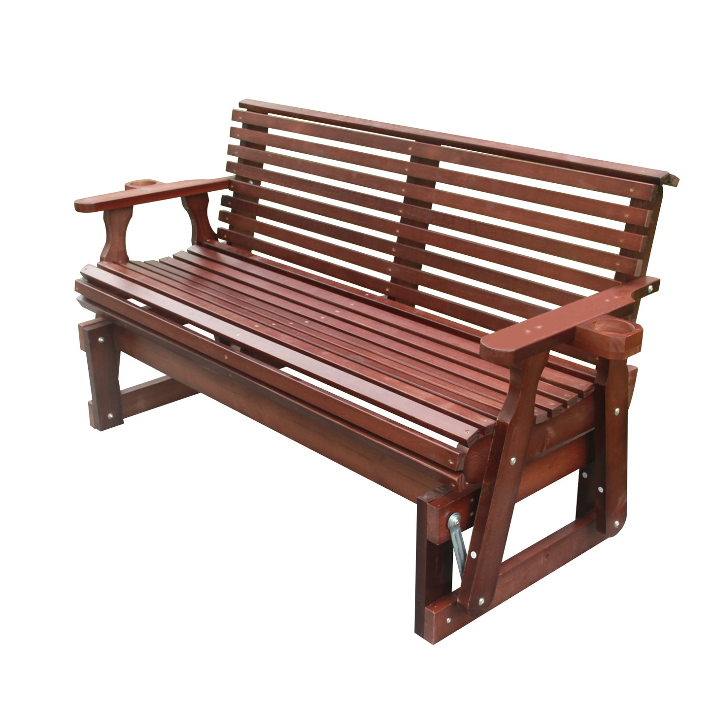 5FT Outdoor Glider Bench, 2-Seater Wooden Chair for Patio, Balcony, Porch, Dark Brown