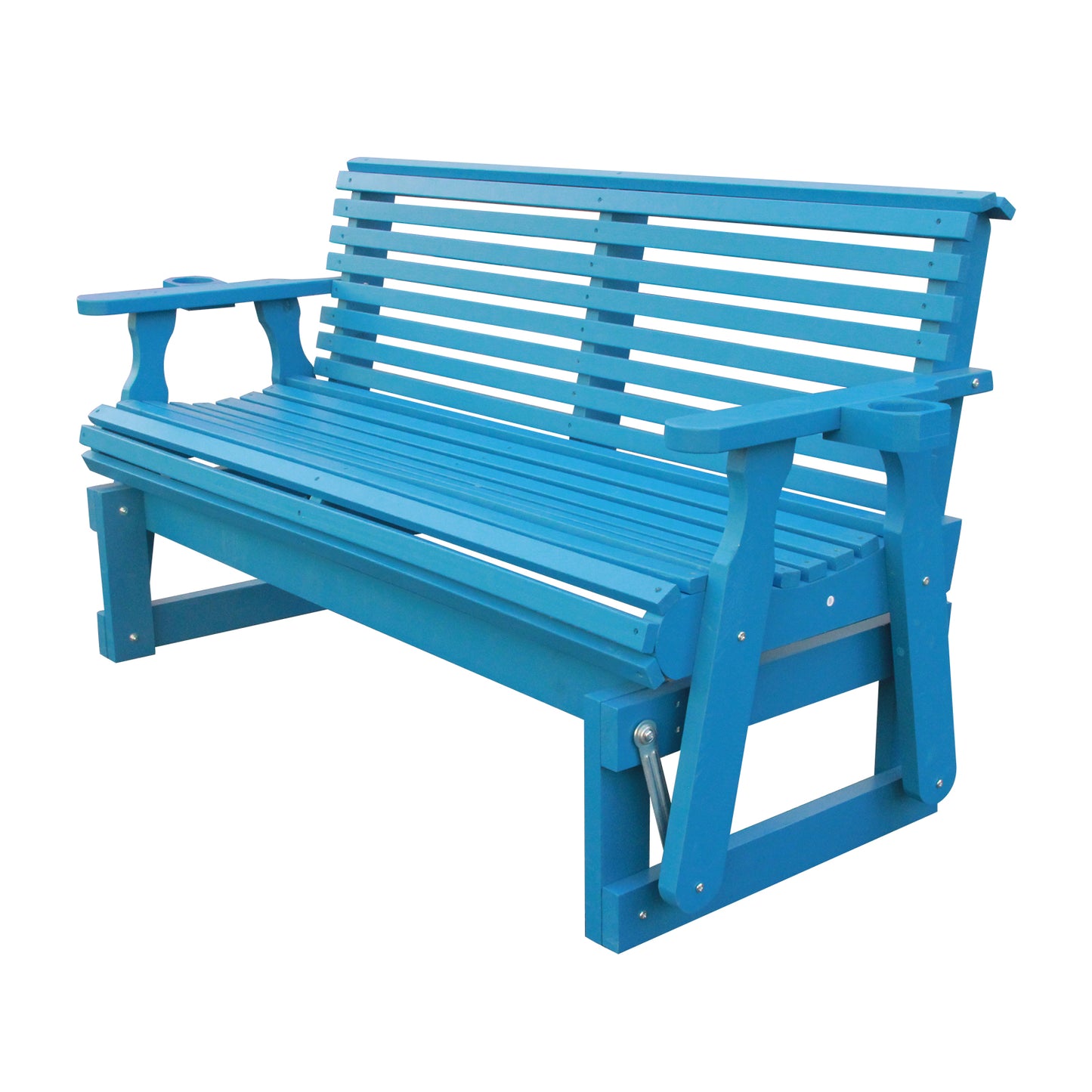 5FT Outdoor Glider Bench, 2-Seater Wooden Chair for Patio, Balcony, Porch, Blue
