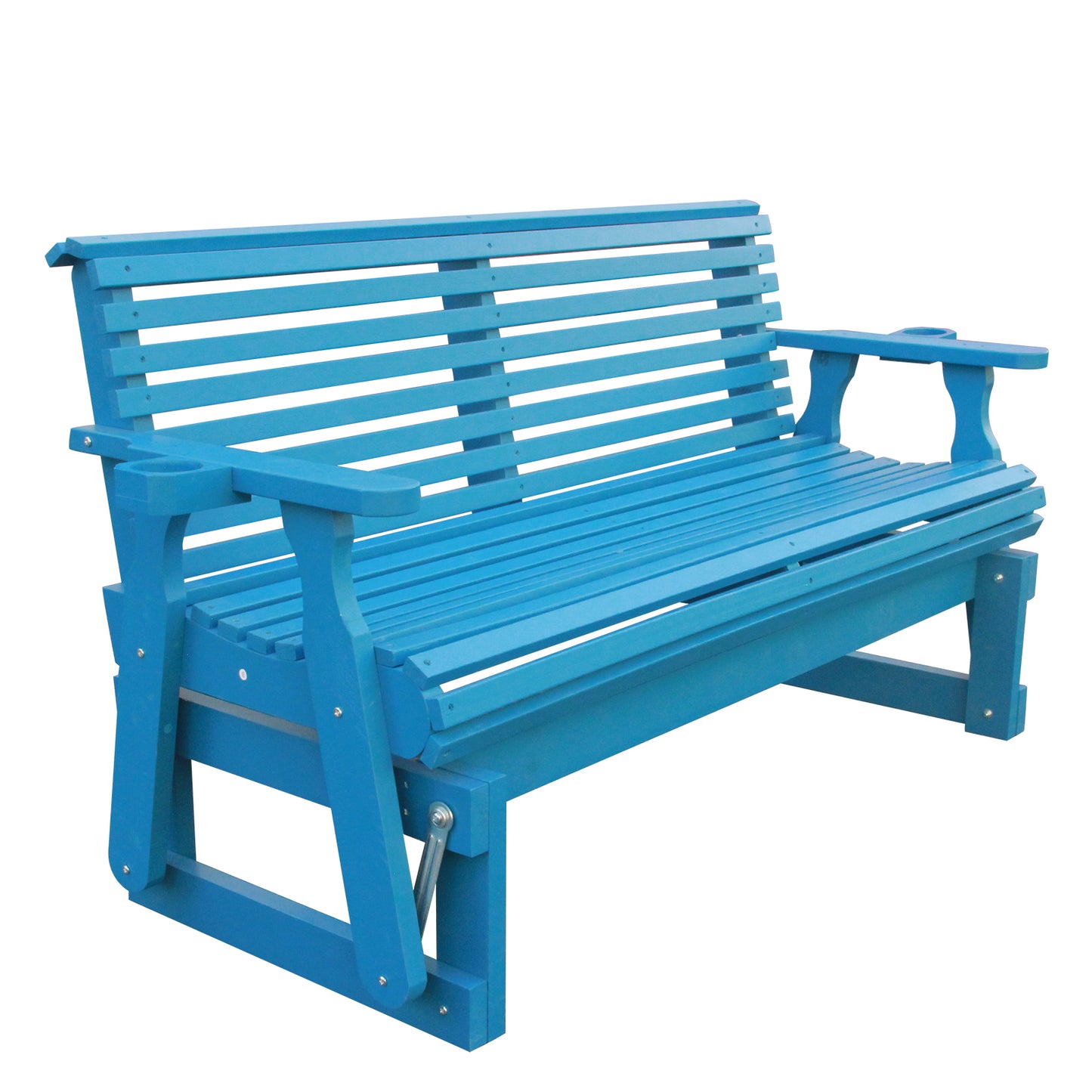 5FT Outdoor Glider Bench, 2-Seater Wooden Chair for Patio, Balcony, Porch, Blue