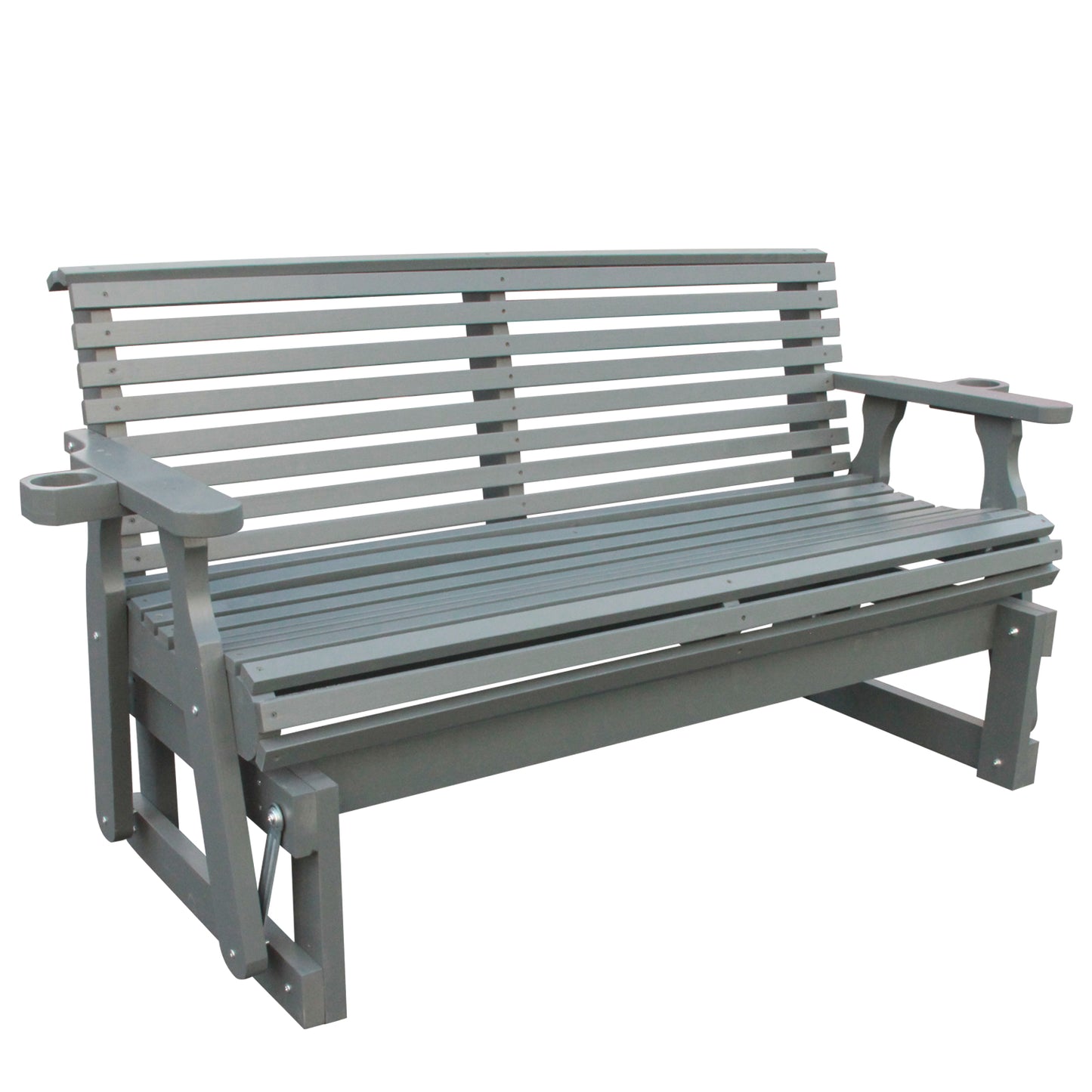 5FT Outdoor Glider Bench, 2-Seater Wooden Chair for Patio, Balcony, Porch, Gray