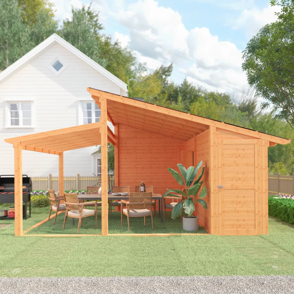 Beneouya Wooden Gazebo With Storage Shed