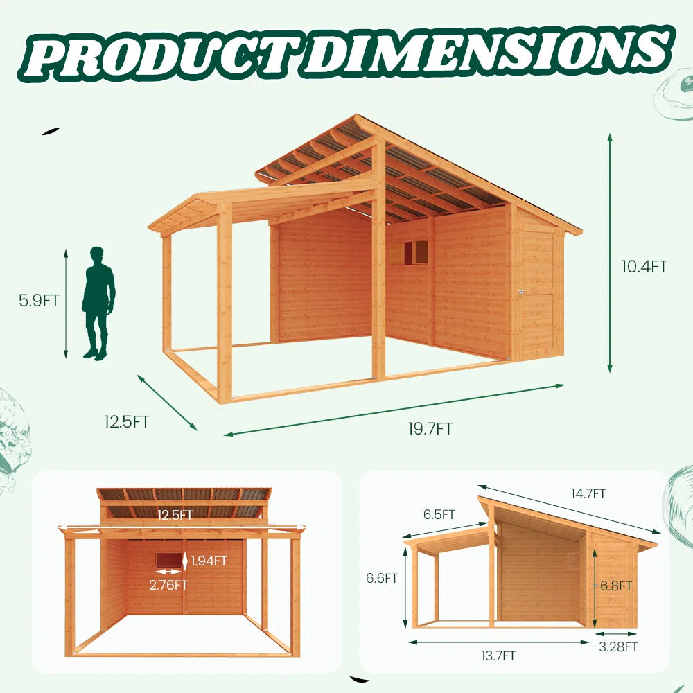 Beneouya Wooden Gazebo With Storage Shed