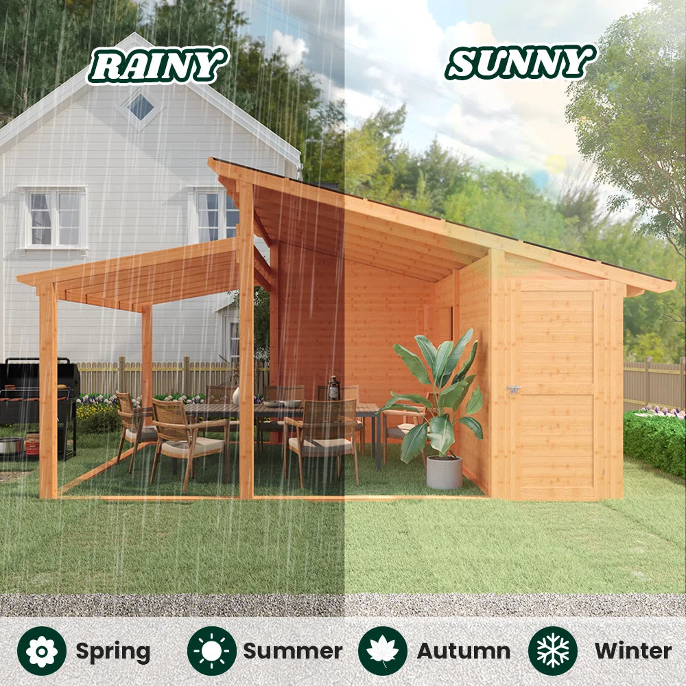Beneouya Wooden Gazebo With Storage Shed