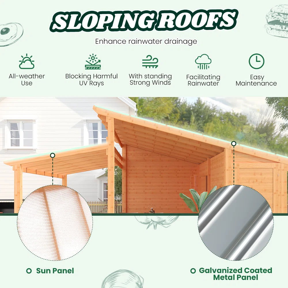 Beneouya Wooden Gazebo With Storage Shed