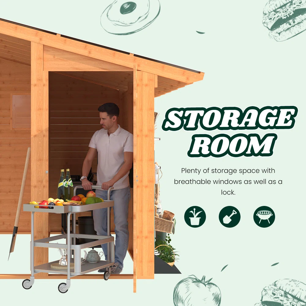 Beneouya Wooden Gazebo With Storage Shed