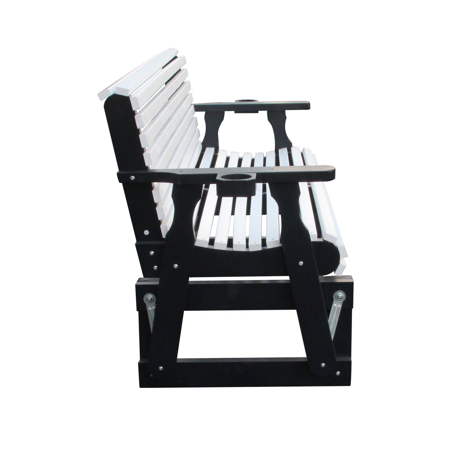5FT Outdoor Glider Bench, 2-Seater Wooden Chair for Patio, Balcony, Porch, White and Dark Grey