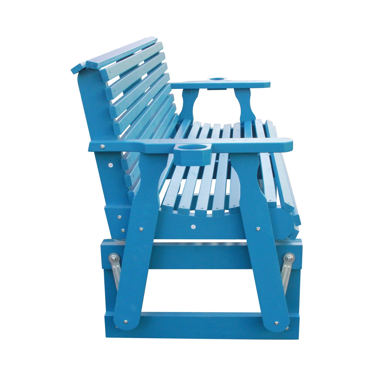 5FT Outdoor Glider Bench, 2-Seater Wooden Chair for Patio, Balcony, Porch, Blue