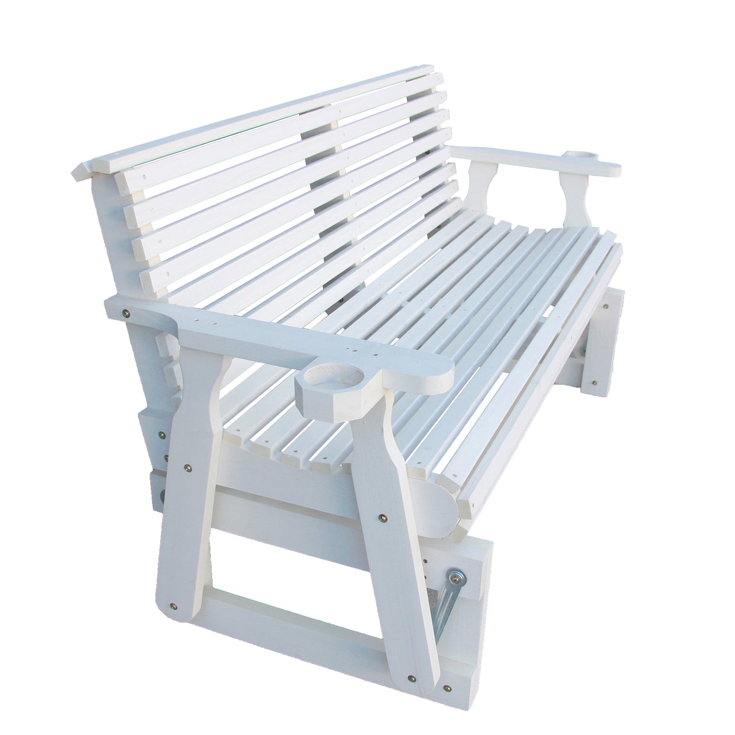 5FT Outdoor Glider Bench, 2-Seater Wooden Chair for Patio, Balcony, Porch, White