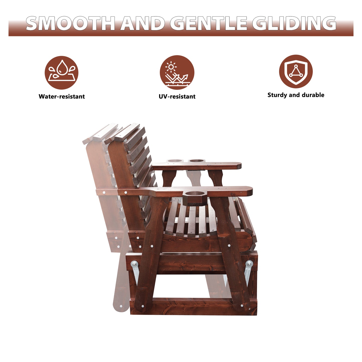 Outdoor Gliders-2 Piece Patio Furniture Set with Round Side Table, Dark Brown