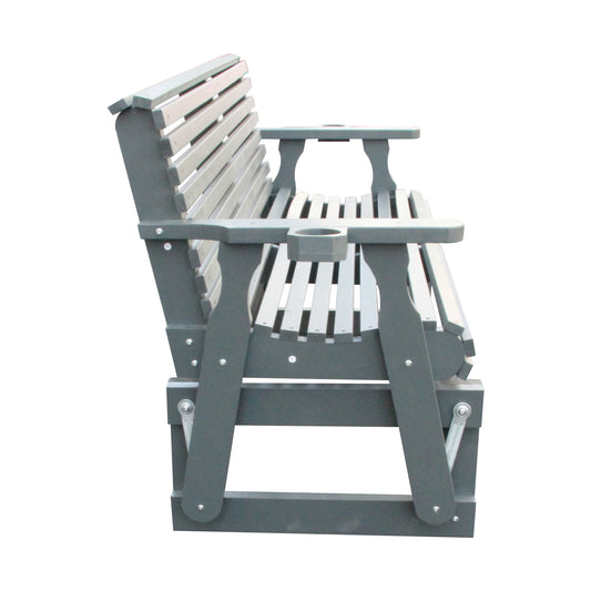 5FT Outdoor Glider Bench, 2-Seater Wooden Chair for Patio, Balcony, Porch, Gray