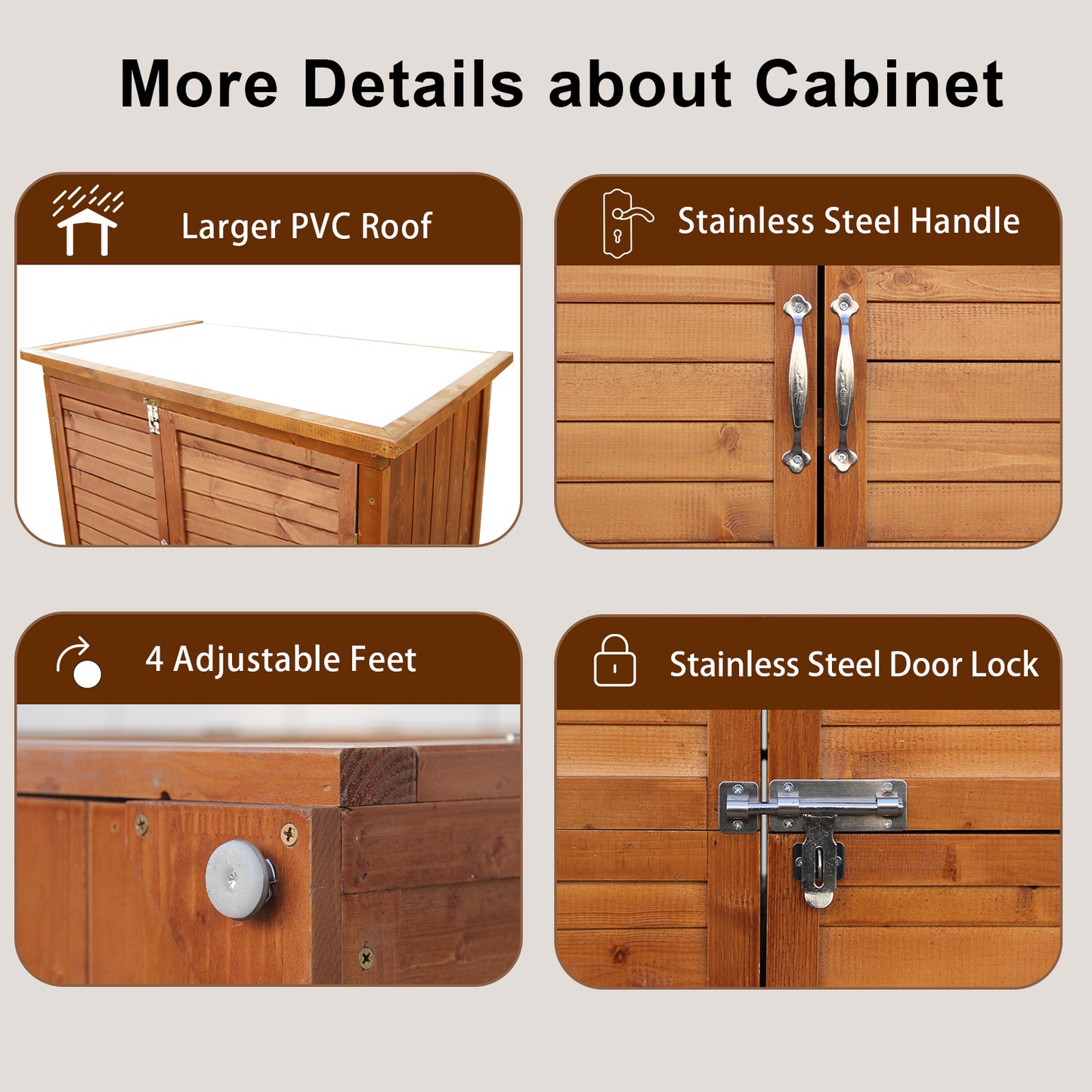 60 Inches Outdoor Storage Cabinet, Vertical Lockable Storage Cabinet, Outdoor Wood Shed with Floor and 2 Adjustable Shelves Included for Patio, Backyard and Garden, Brown