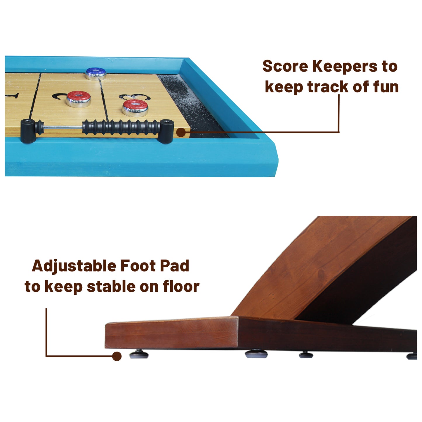 Shuffleboard Table, Deigsned with Curved Base
