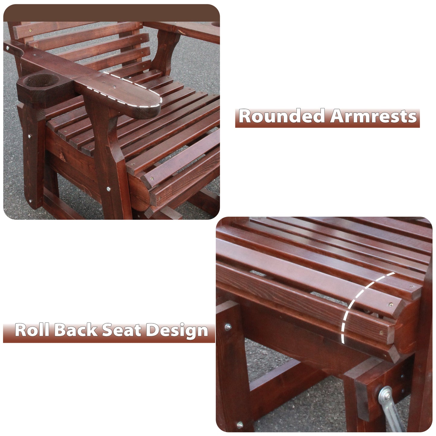 Outdoor Gliders-2 Piece Patio Furniture Set with Round Side Table, Dark Brown