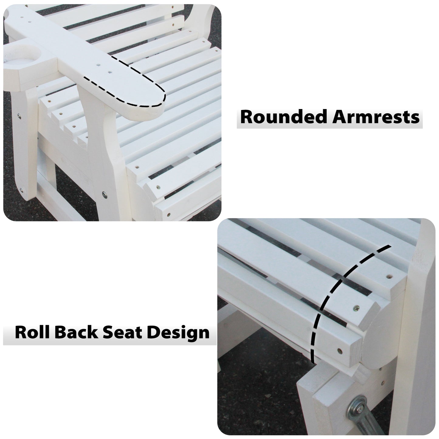 Outdoor Gliders-3 Piece Patio Furniture Set with Round Side Table, White