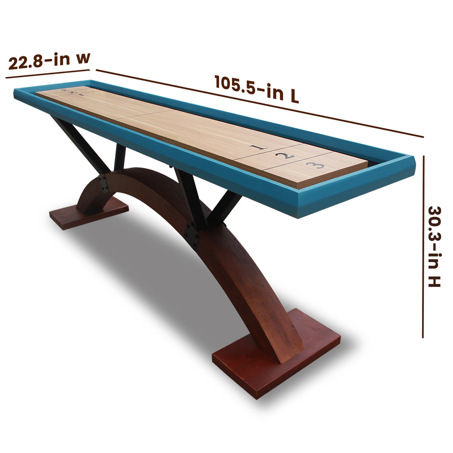Shuffleboard Table, Deigsned with Curved Base