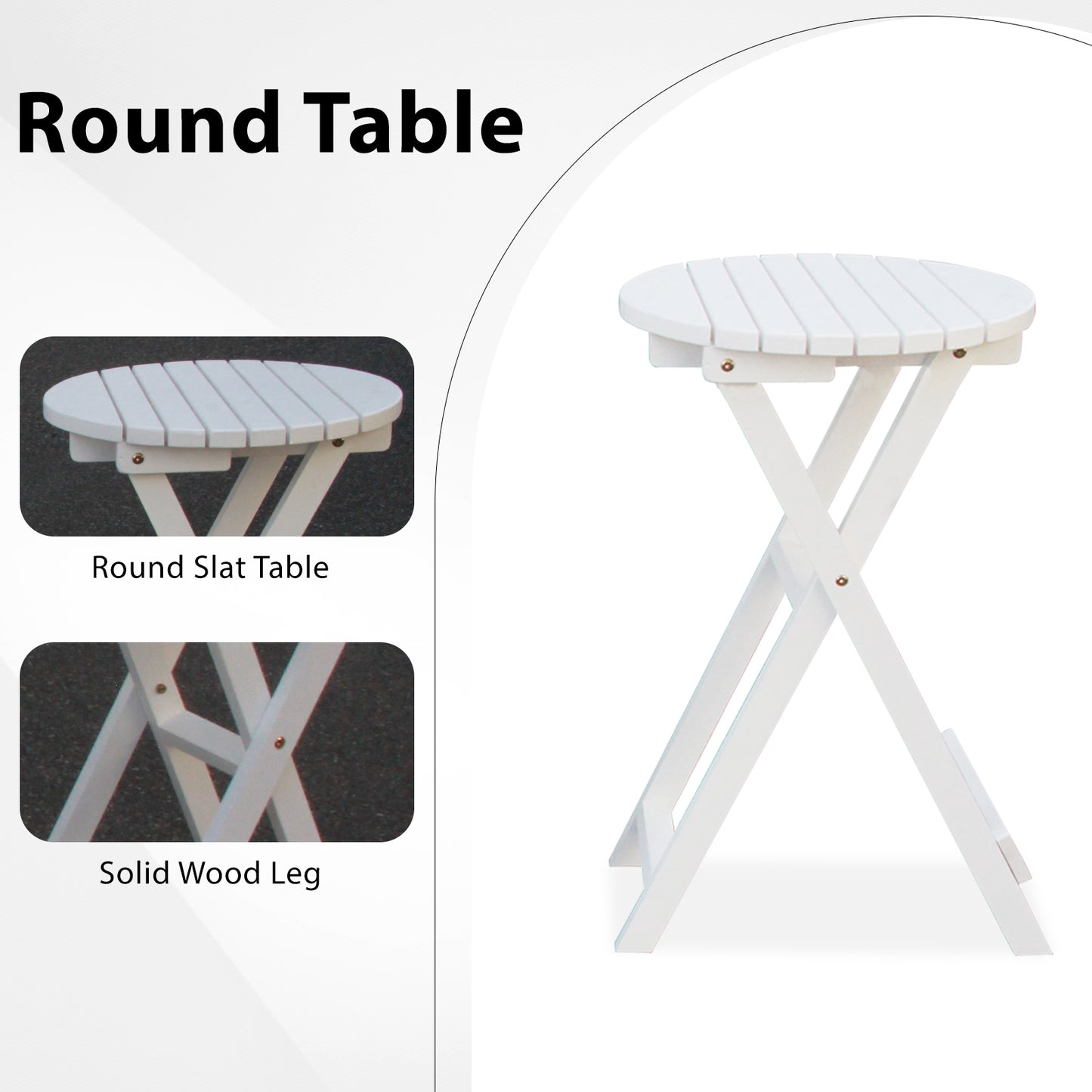Outdoor Gliders-3 Piece Patio Furniture Set with Round Side Table, White
