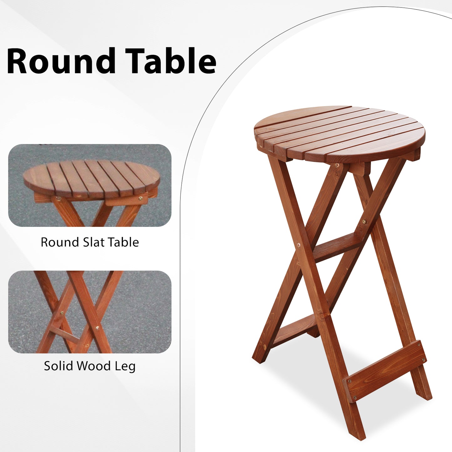 Outdoor Gliders-3 Piece Patio Furniture Set with Round Side Table, Cedar Brown