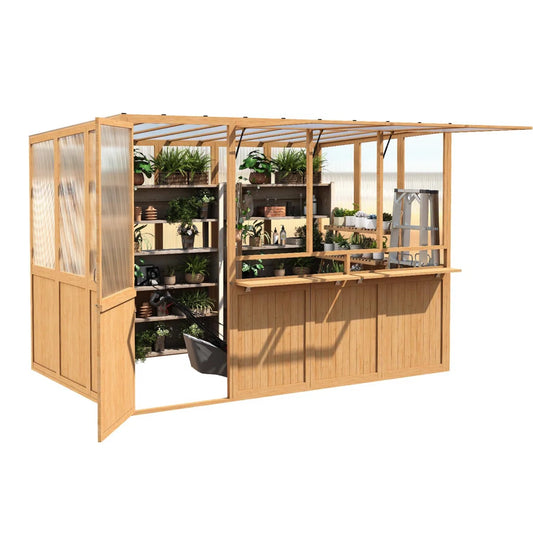 Beneouya 6 FT Wood Greenhouse For Outdoors