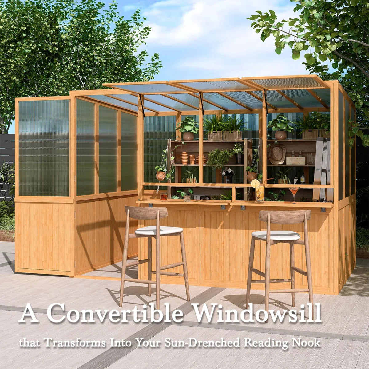 Beneouya 6 FT Wood Greenhouse For Outdoors