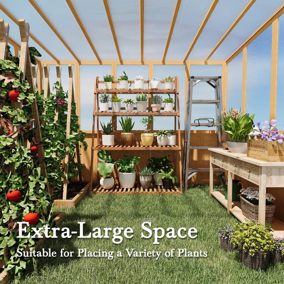 Beneouya 6 FT Wood Greenhouse For Outdoors