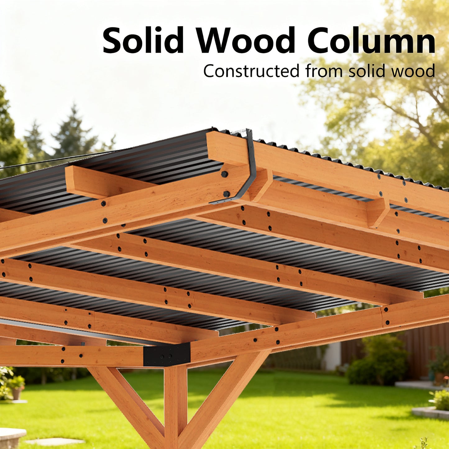 24.5 Ft. Wx 16.6 Ft. D Wood Carport With Galvanized Steel Roof