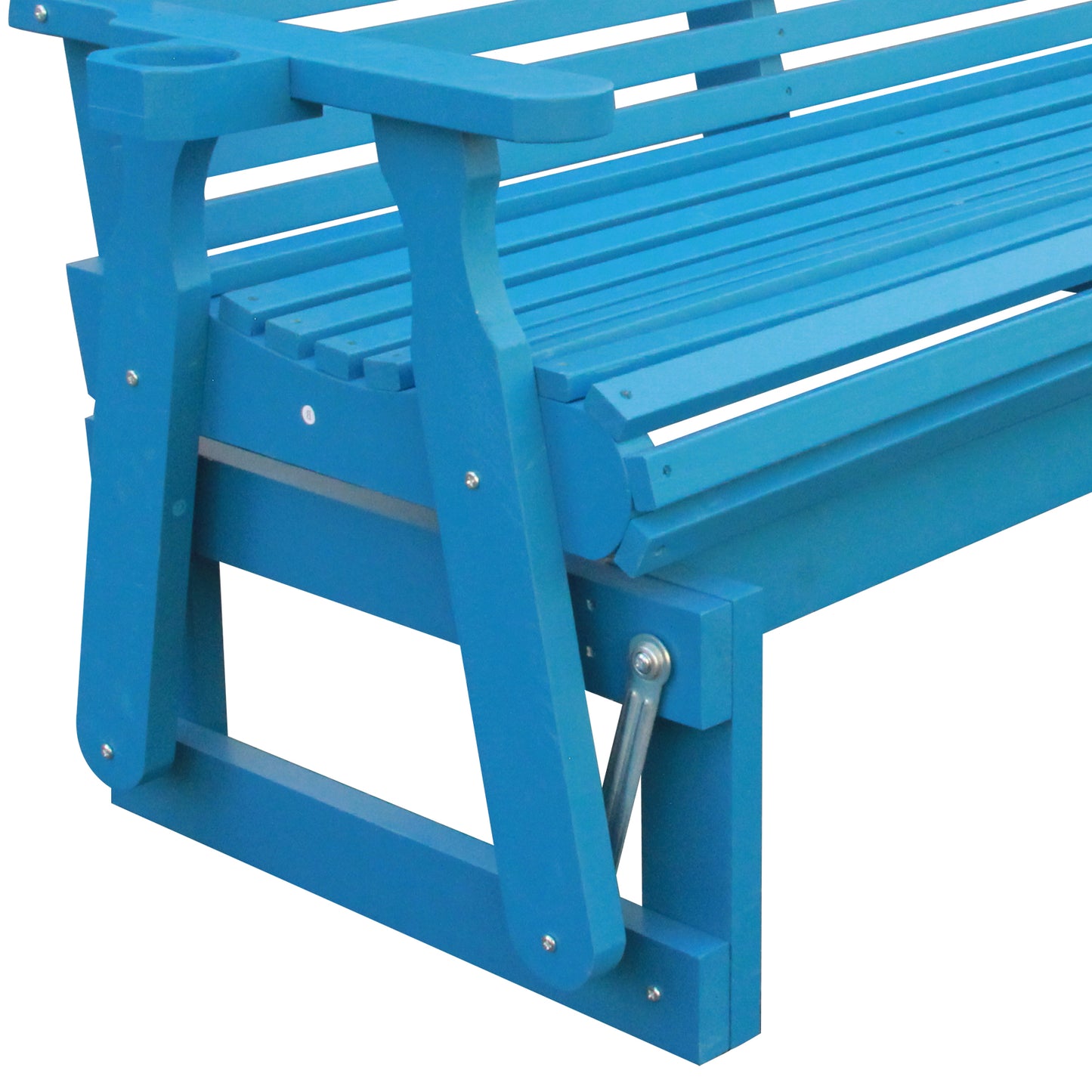 5FT Outdoor Glider Bench, 2-Seater Wooden Chair for Patio, Balcony, Porch, Blue