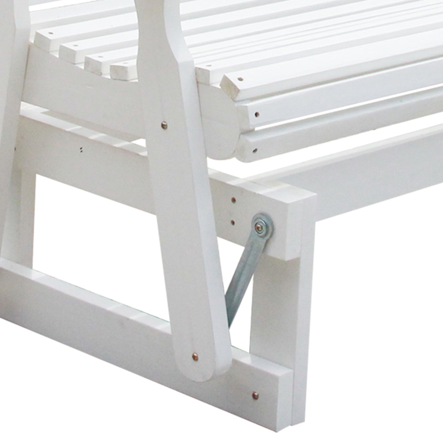 5FT Outdoor Glider Bench, 2-Seater Wooden Chair for Patio, Balcony, Porch, White