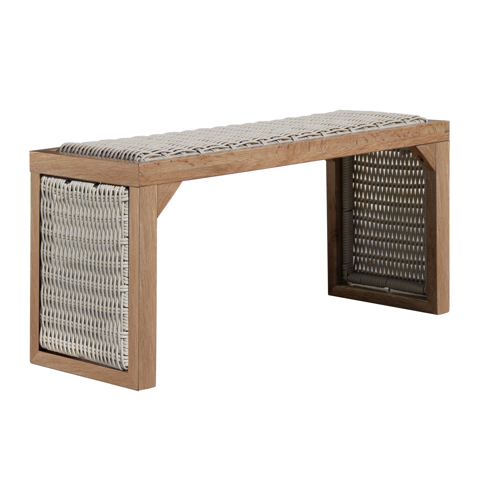 35 Inch Bench 35 inch Wood Entryway Bench, Mid Century Modern Decor Woven Indoor Sho ...