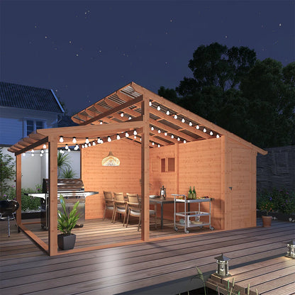 Beneouya Wooden Gazebo With Storage Shed
