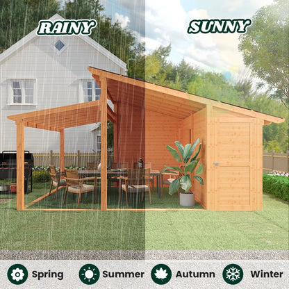 Beneouya Wooden Gazebo With Storage Shed