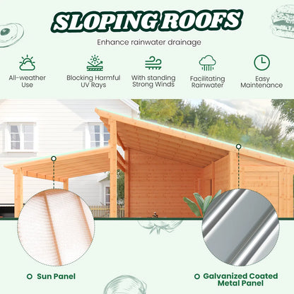 Beneouya Wooden Gazebo With Storage Shed