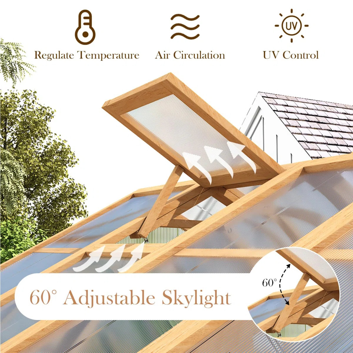 Beneouya 6X7 FT Wooden Greenhouse For Outdoors