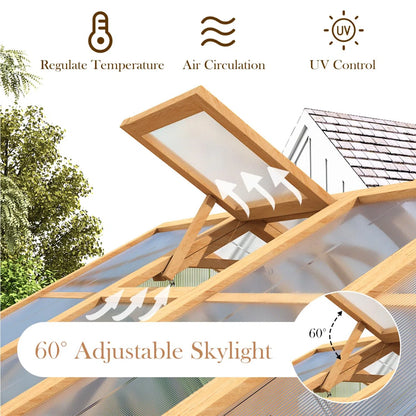 Beneouya 6X7 FT Wooden Greenhouse For Outdoors