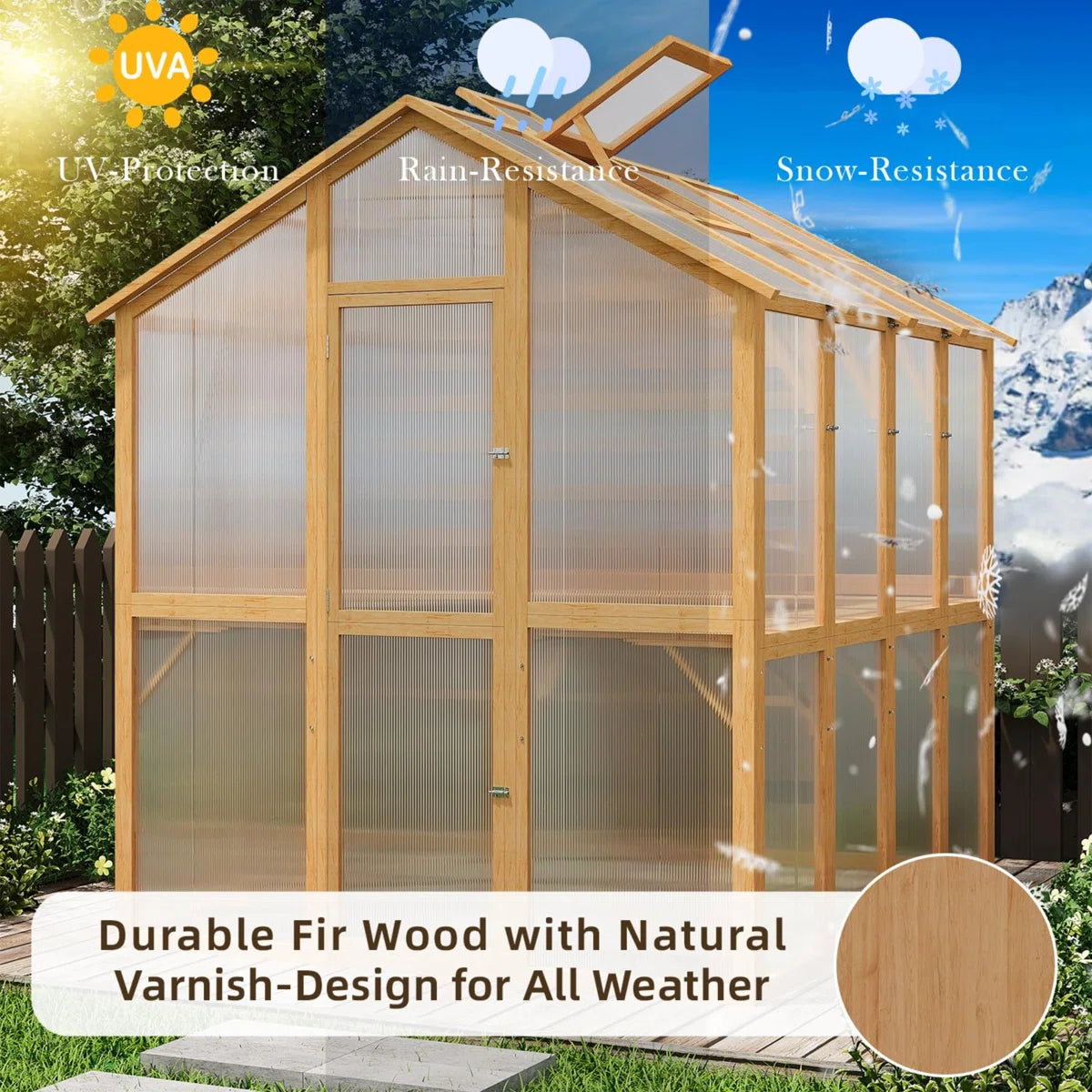 Beneouya 6X7 FT Wooden Greenhouse For Outdoors