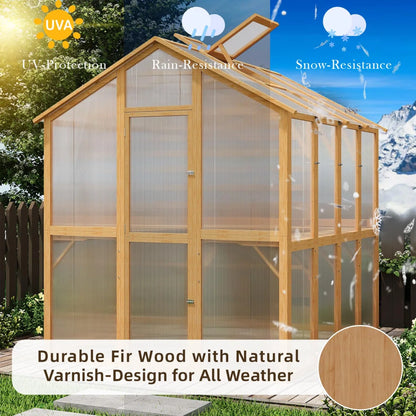 Beneouya 6X7 FT Wooden Greenhouse For Outdoors