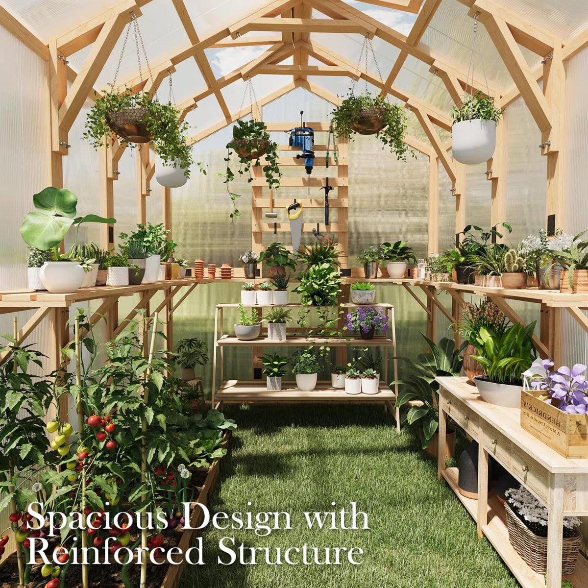Beneouya 6X7 FT Wooden Greenhouse For Outdoors