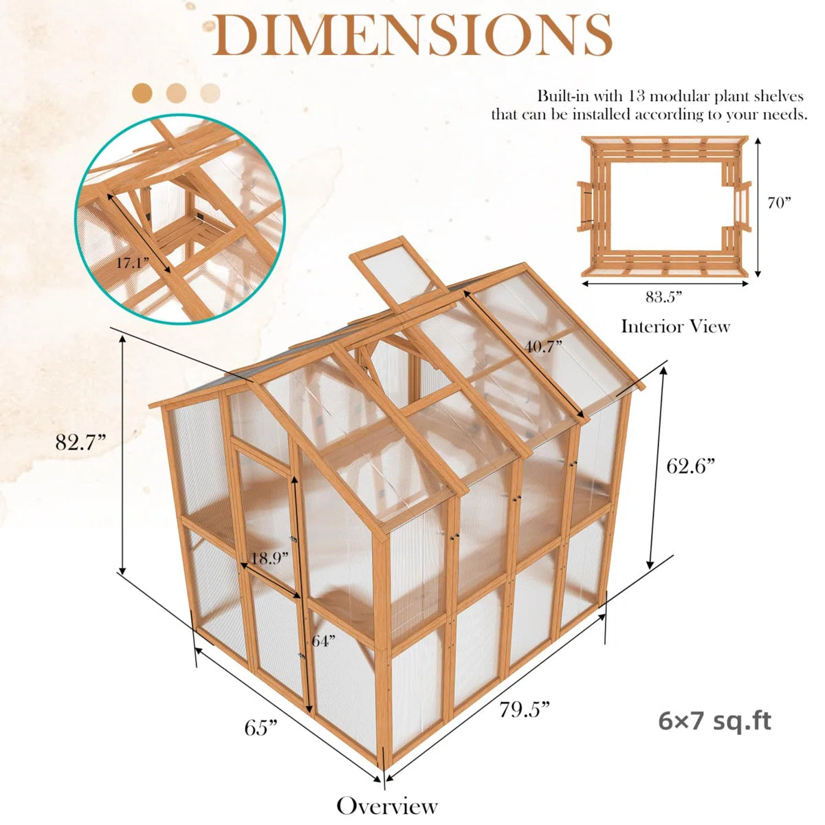 Beneouya 6X7 FT Wooden Greenhouse For Outdoors