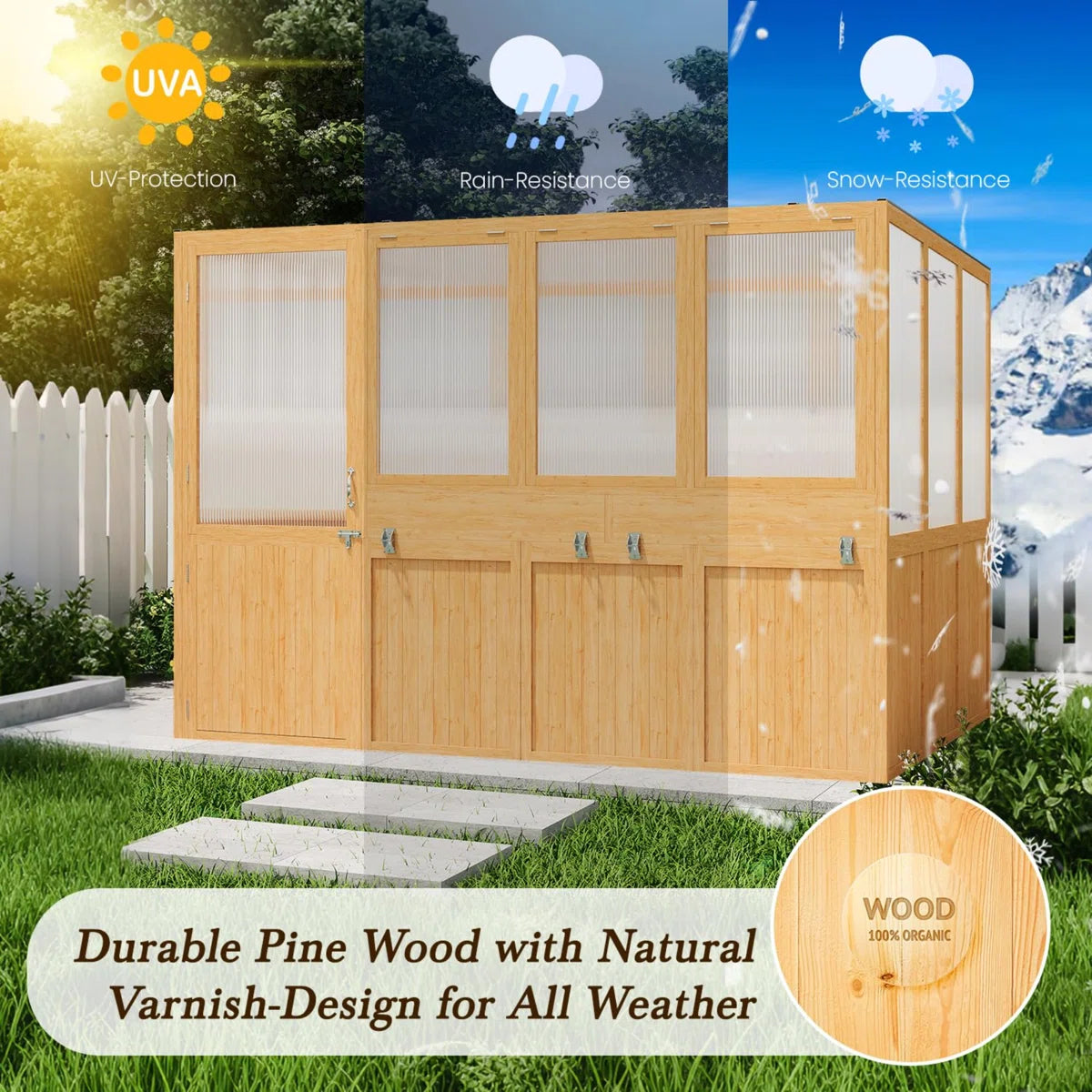 Beneouya 6 FT Wood Greenhouse For Outdoors