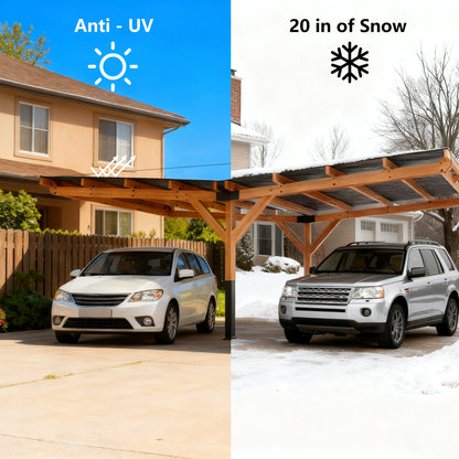 24.5 Ft. Wx 16.6 Ft. D Wood Carport With Galvanized Steel Roof